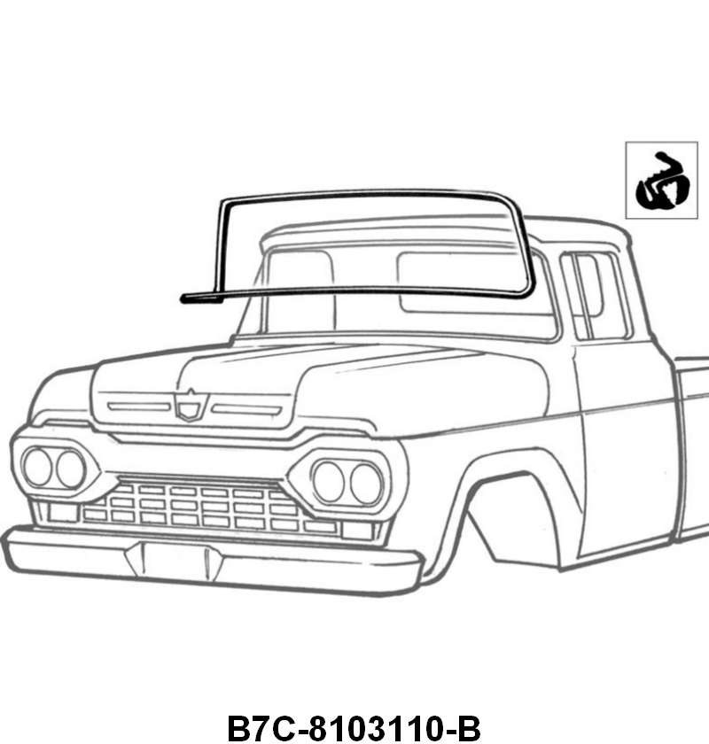 WINDSHIELD SEAL WITH GROOVE FOR CHROME - 57-60 F-100/F-350