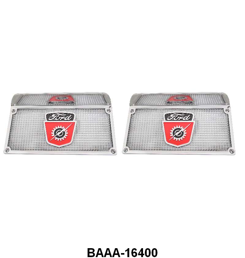 RUNNING BOARD STEP PLATES WITH FORD CREST - 53-56 F-100/350