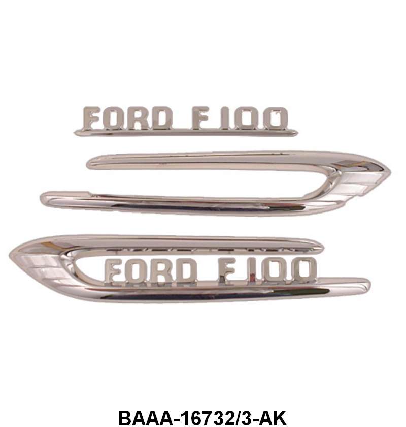 HOOD SIDE BOOMERANGS - 53-54 F-100/F-250 WITHOUT THE "F-100" EMBLEMS