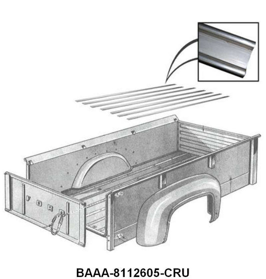 UNIVERSAL BED STRIPS WITHOUT HOLES - 95" (8 FOOT) PLAIN STEEL, SET OF 7
