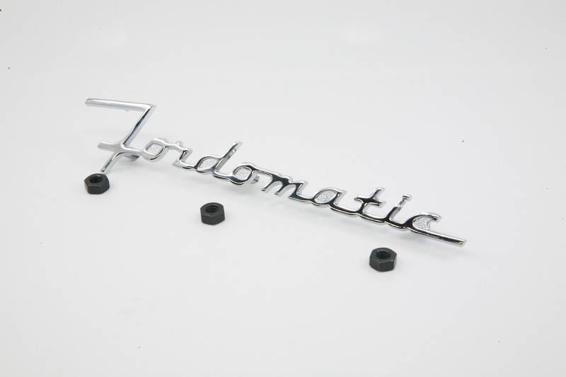 FORDOMATIC EMBLEM (SCRIPT) - 53-55 PASS TRUNK, 53-56 F-100/F-350 HOOD