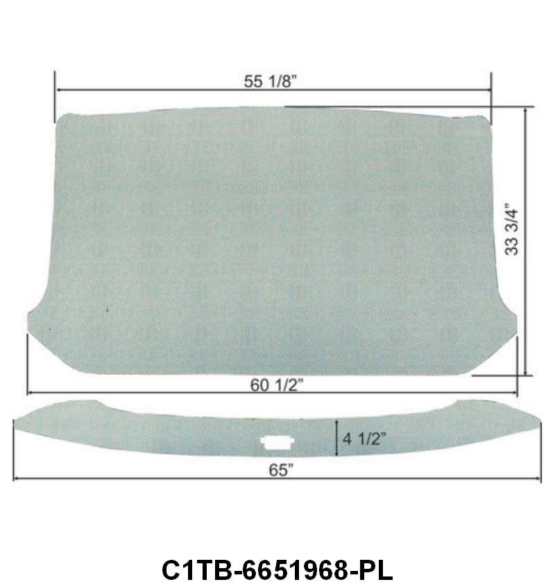 NON-PERFORATED HEADLINER - 61-63 UNIBODY W/SMALL WINDOW NON-PERFORATED