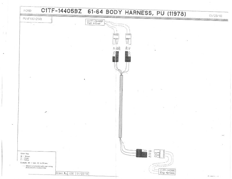 TAIL LIGHT WIRING HARNESS - 61-64 F-100-250 STYLESIDE 153" LONG