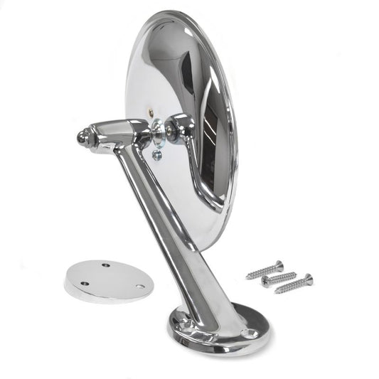 CHROME OUTSIDE MIRROR - 61-67 ECONOLINE RH WITH 6" ROUND HEAD