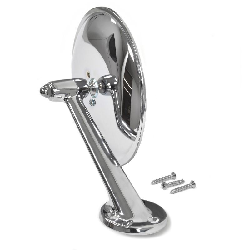 CHROME OUTSIDE MIRROR - 61-67 ECONOLINE LH WITH 6" ROUND HEAD