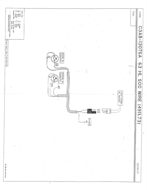 HEADLIGHT BUCKET WIRE - 63 GALAXIE RH OR LH