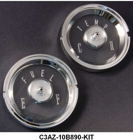 INSTRUMENT BEZEL FUEL & TEMP LENSES - 63 GALAXIE 4 pcs