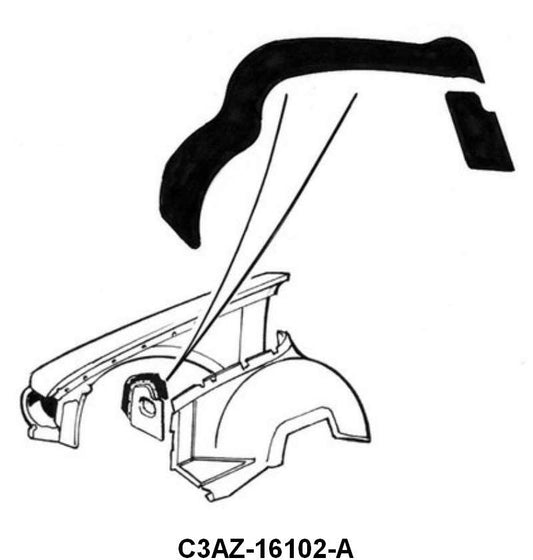 FRONT OF FRONT FENDER SPLASH SHIELD SEALS - 63 GALAXIE