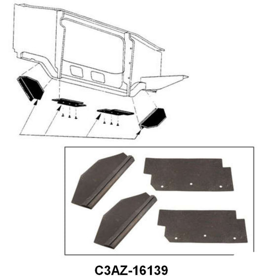 RADIATOR SUPPORT TO FRAME RUBBER SPLASH SHIELD - 63 GALAXIE 4 PIECES