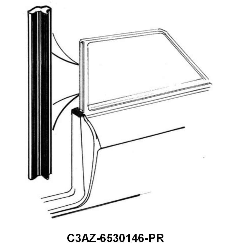 FRONT EDGE OF QUARTER WINDOW SEALS - 61-63 GALAXIE 2DR HARDTOP #65