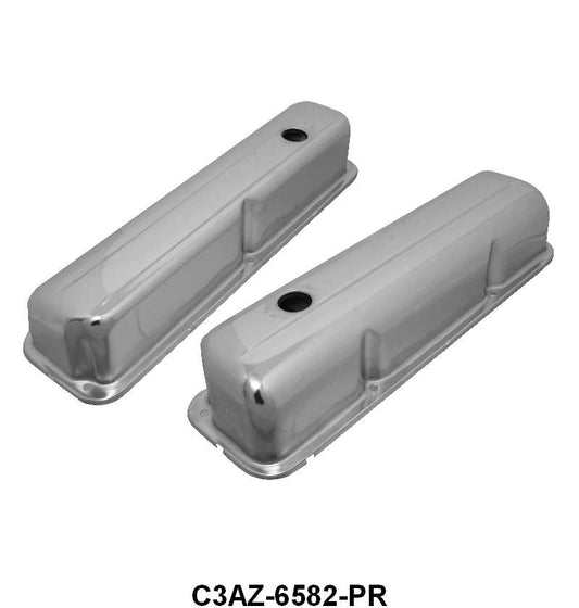 CHROME VALVE COVERS - 58-70 PASS 65-76 F-100/F-350 352/360/390, AFTERMARKET