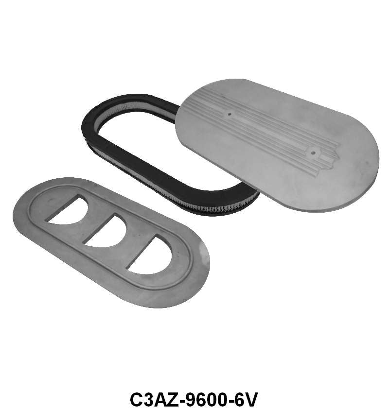OVAL AIR CLEANER WITH CUTOUT FOR EMBLEM - 61-70 390-428 W/THREE 2-V