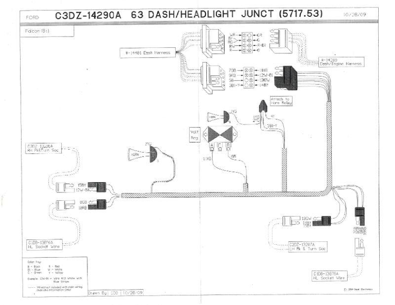FIREWALL TO HEADLIGHT HARNESS - 63 FALCON/RANCHERO V8 260