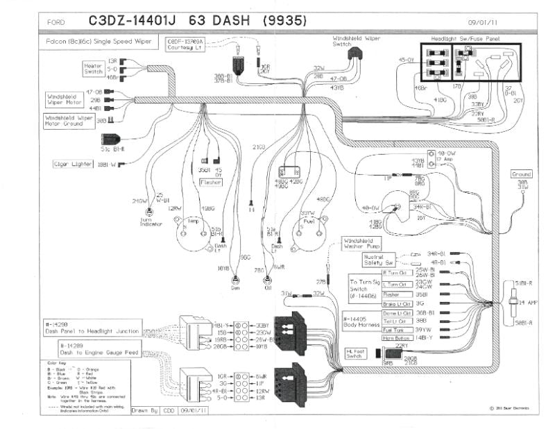 UNDER DASH HARNESS - 63 FALCON/RANCHERO WITH 1 SPEED WIPER