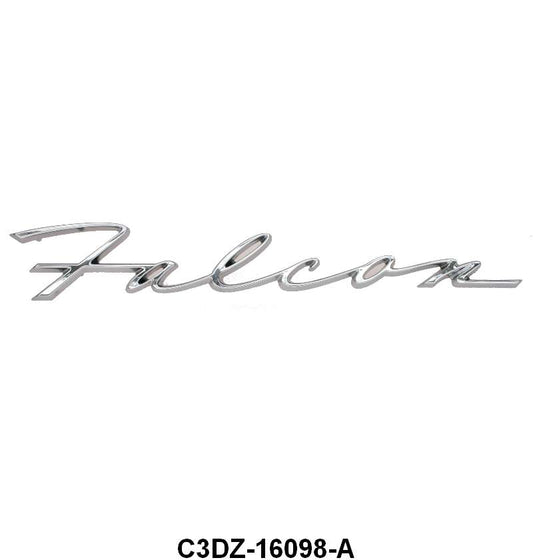 FENDER OR QUARTER EMBLEM/SCRIPT - 60-63 FALCON, OPEN LETTERS