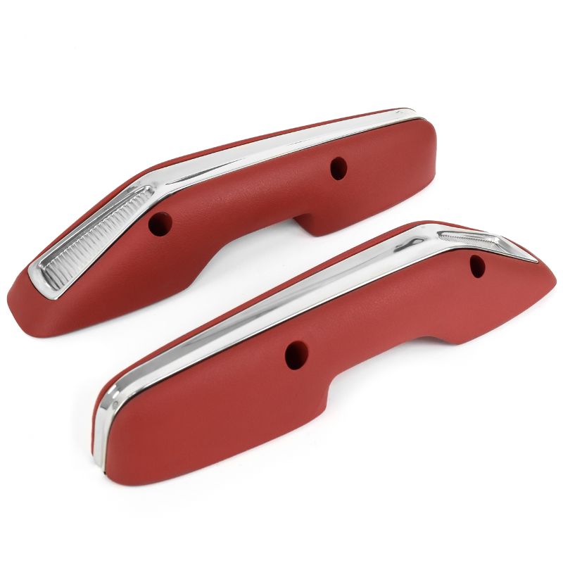 ARM RESTS WITH TRIM - 63-64 DELUXE FALCON & RANCHERO RED