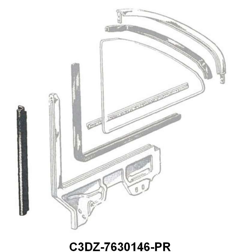 FRONT EDGE OF QUARTER WINDOW SEALS - 63-65 FALCON/COMET CONV