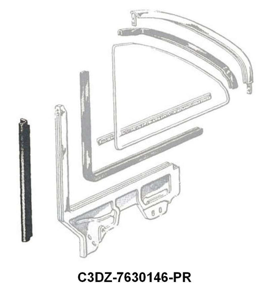 FRONT EDGE OF QUARTER WINDOW SEALS - 63-65 FALCON/COMET CONV