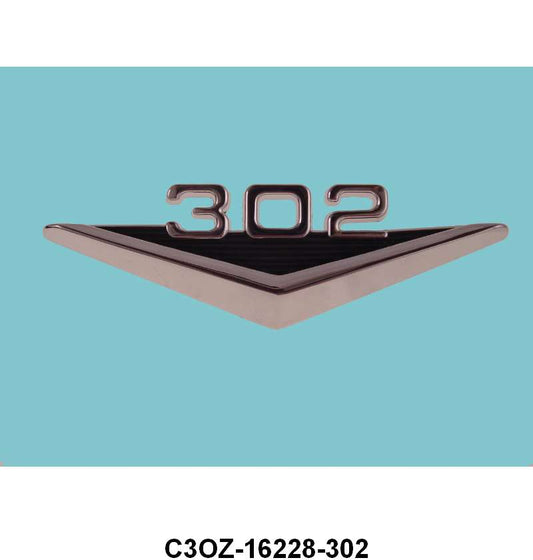 ENGINE SIZE EMBLEM - 64-65 FLC, 65-66 MUST, 63-64 FRL, "302"