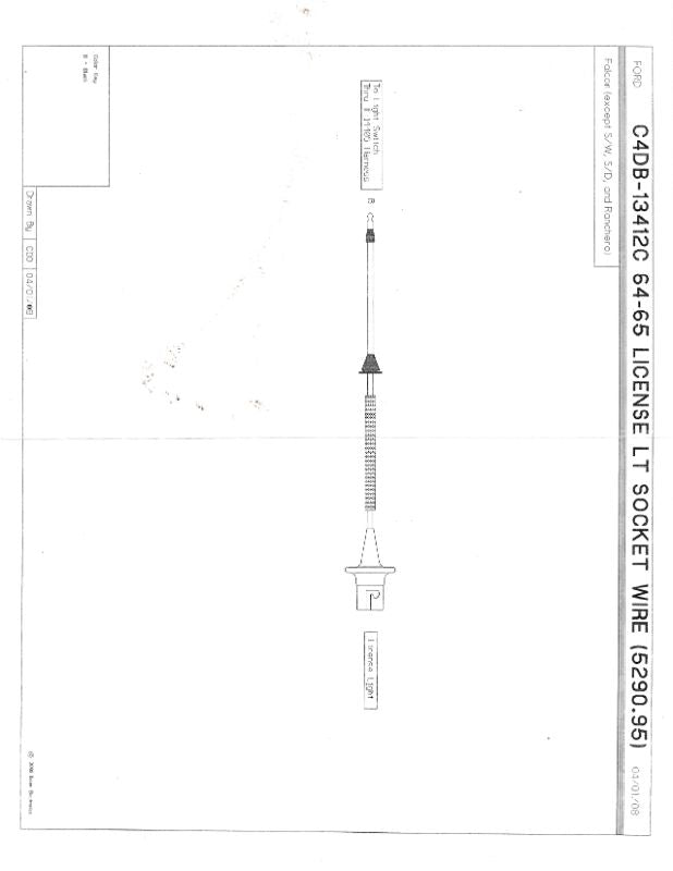LICENSE PLATE LIGHT SOCKET WIRE - 64-65 FLCN EXCL WGN/RANCHERO