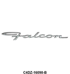 FENDER/QUARTER EMBLEM/SCRIPT - 64 FALCON FENDER, 65 FALCON QUARTER PANEL