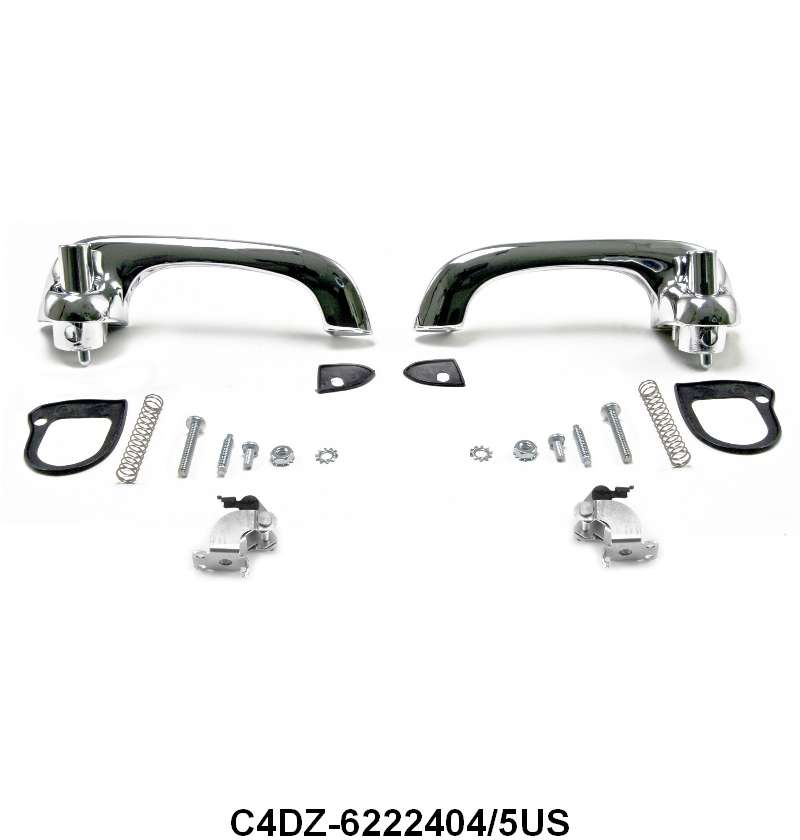 US OUTSIDE DOOR HANDLES - 64-65 FLCN/COMET, 64-66 & 69-70 MUST W/BUTTONS & PADS