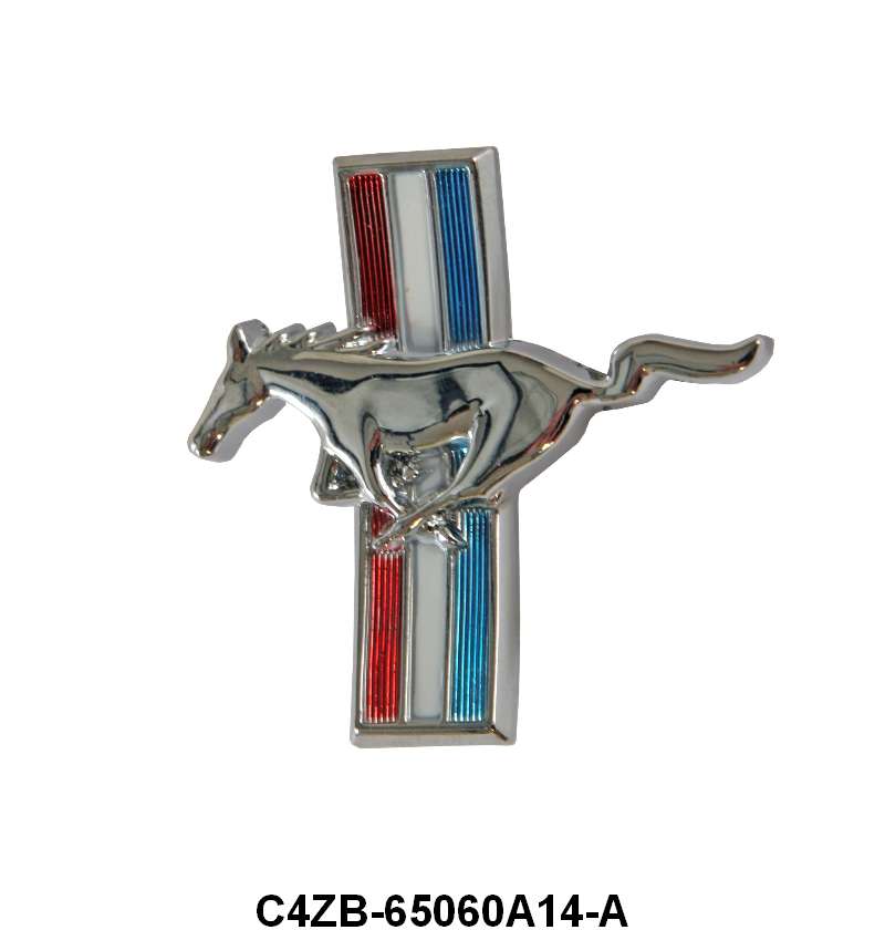 GLOVE BOX DOOR EMBLEM - 64-65 MUSTANG, CURVED