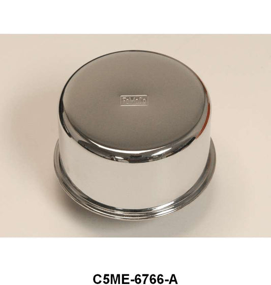 BREATHER/OIL FILLER CAP - 66-70 PASS/F-100 CHROME WITH FoMoCo, TWIST ON