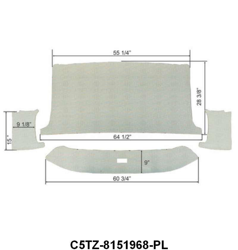NON-PERFORATED HEADLINER - 65-66 F-100-250 NON-PERFORATED W/CLIPS 4 PIECES
