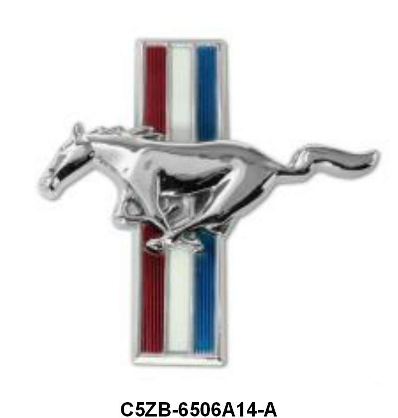GLOVE BOX DOOR EMBLEM - 65-66 MUSTANG, FLAT