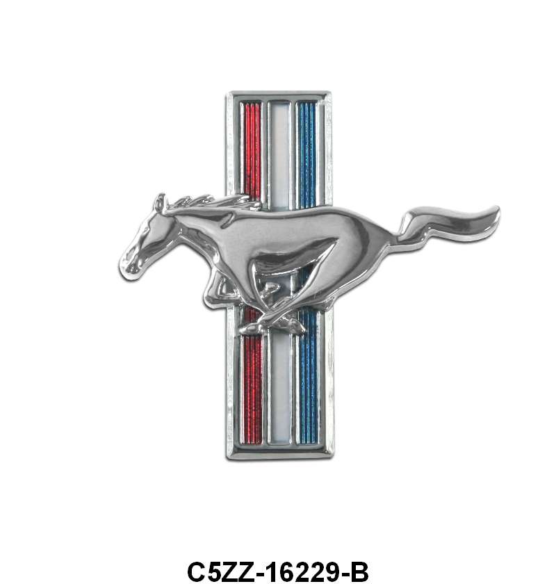 RUNNING HORSE FENDER EMBLEM - 64-66 MUST, 67-68 6cyl MUST LH