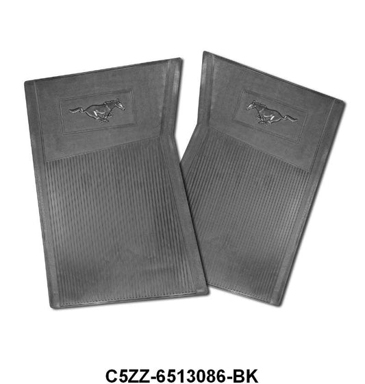 RUBBER FLOOR MATS - 64-70 MUSTANG PONY BLACK SET OF 4