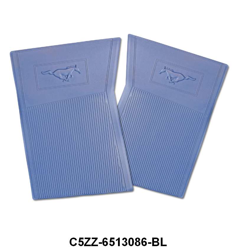 RUBBER FLOOR MATS - 64-70 MUSTANG PONY BLUE SET OF 4