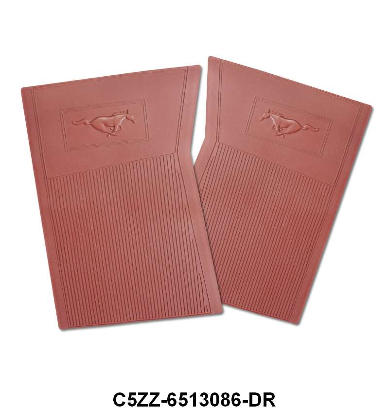 RUBBER FLOOR MATS - 64-70 MUSTANG PONY DARK RED SET OF 4