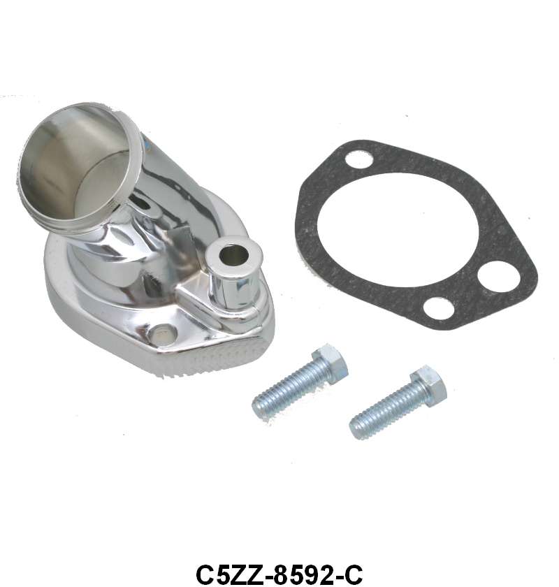 CHROME THERMOSTAT (WATER OUTLET) HOUSING - 65-72 ALL CARS 289/302/351W