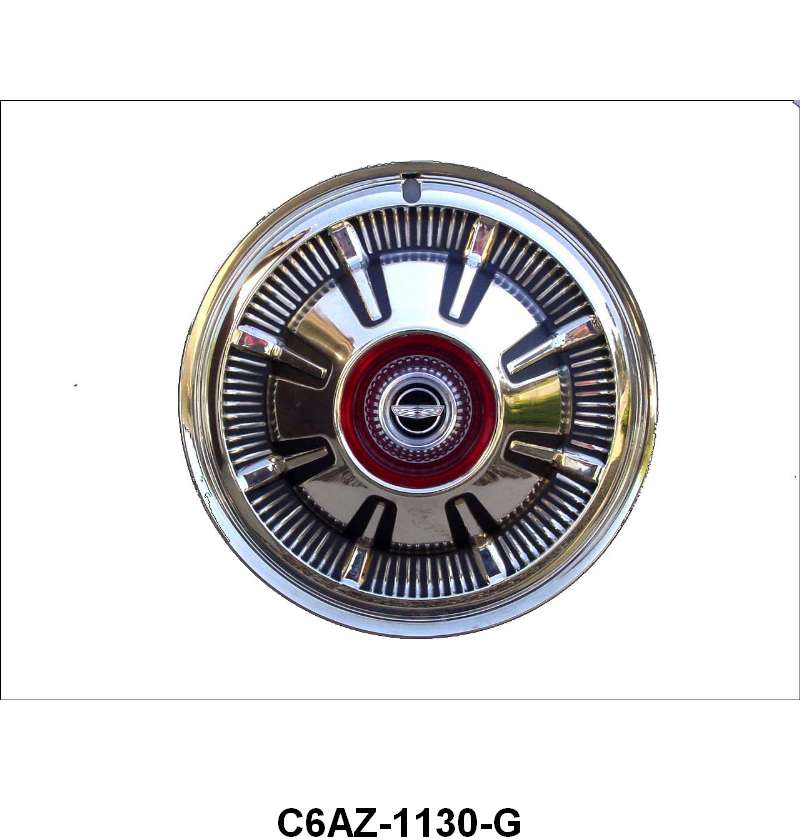 FULL DISC HUB CAP - 66 GLX, 66-69 F-100 15" WITH RED CENTER