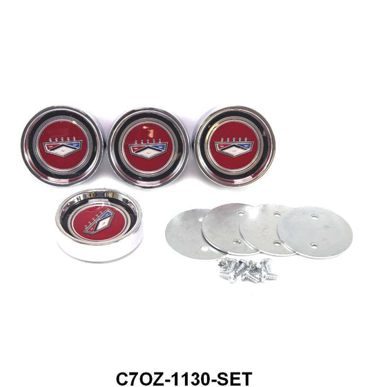 STYLE STEEL WHEEL CENTER EMBLEMS - 65-67 FAIRLANE/FALCON, RED
