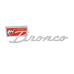 SPORT BRONCO FENDER EMBLEM - 67-77 BRONCO, CHROME WITH RED
