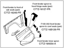 FRONT FENDER APRON TO FIREWALL LOWER SEALS - 67-79 F-100/F-350 W/STAPLES