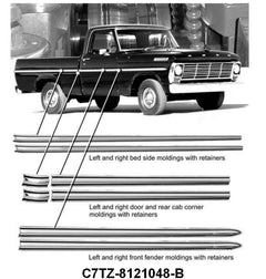 UPPER BODY SIDE MOLDING KIT - 67 PICKUP F-100-250 LONG BED W/CLIPS