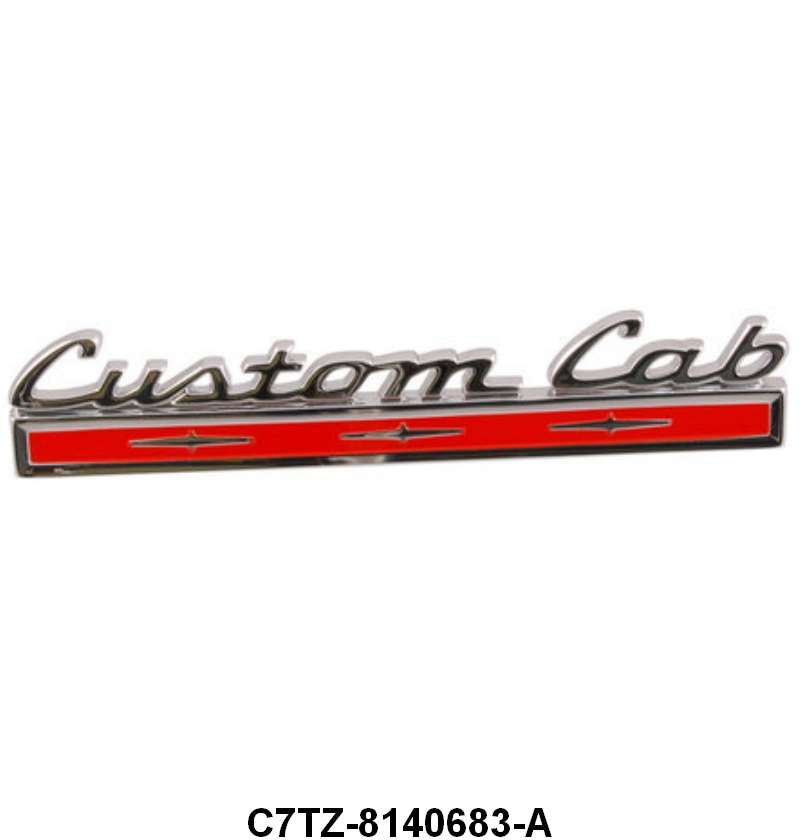 "CUSTOM CAB" REAR CAB CORNER EMBLEMS - 67 PICKUP