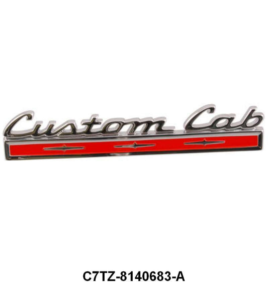 "CUSTOM CAB" REAR CAB CORNER EMBLEMS - 67 PICKUP