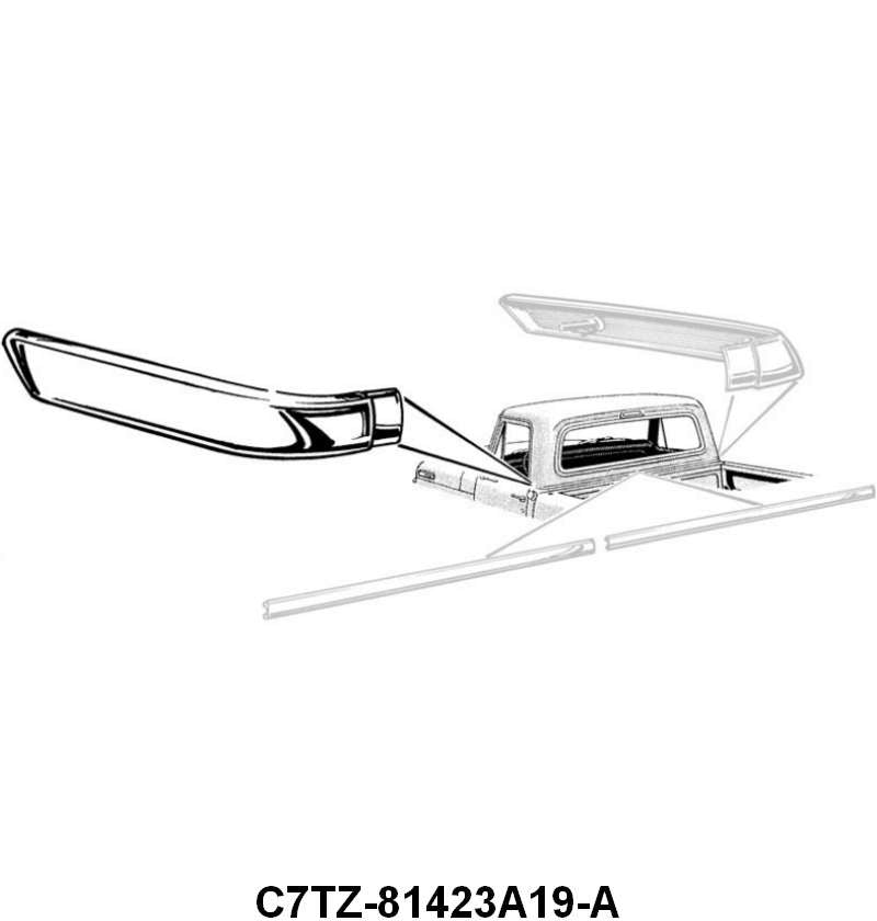BACK OF CAB MOLDING BELOW REAR WINDOW - 67-72 F-100/F-350 LH