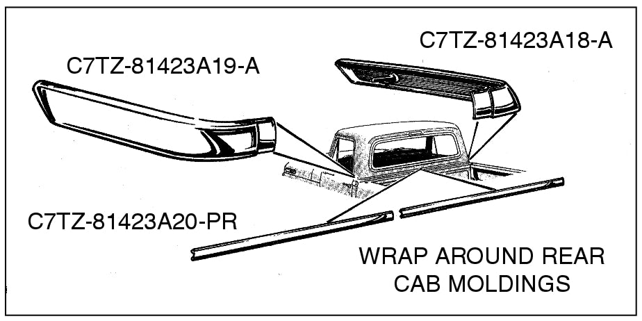 BACK OF CAB MOLDING BELOW REAR WINDOW - 67-72 F-100/F-350 LH