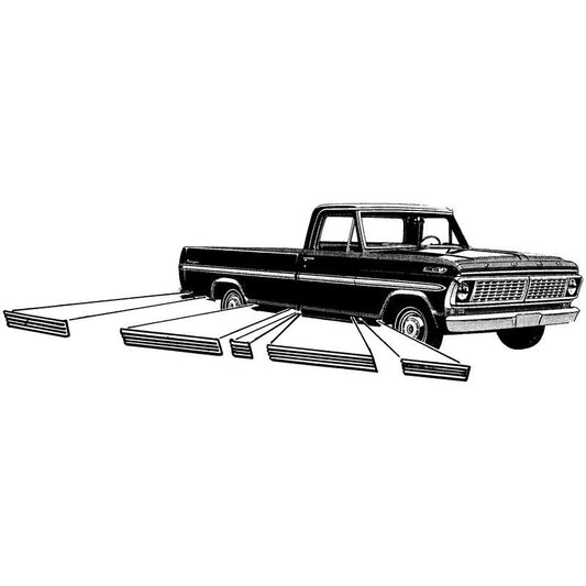 ROCKER MOLDING KIT - 67-72 F-100  SHORT BED SET OF 10