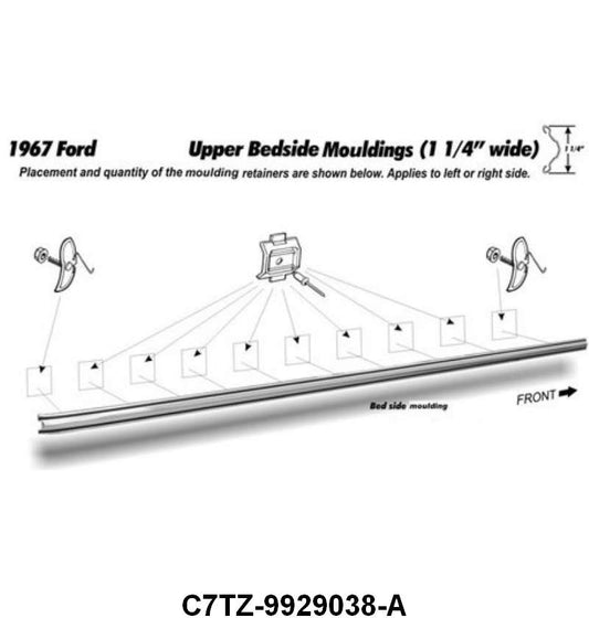BED SIDE MOLDING - 67 F-100 RH OR LH SHORT BED