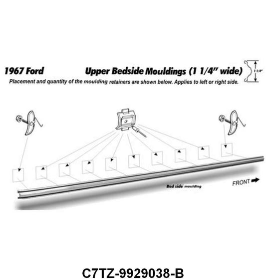 BED SIDE MOLDING - 67 F-100/F-250 RH OR LH LONG BED