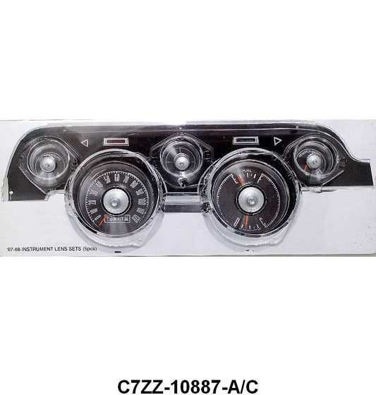 INSTRUMENT BEZEL LENS SET - 67-68 MUSTANG WITHOUT IN DASH TACH