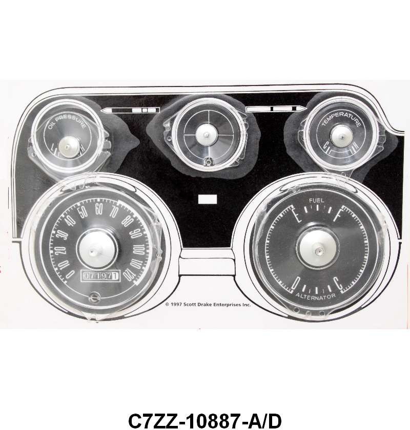 INSTRUMENT BEZEL LENS SET - 67-68 MUSTANG WITH FACTORY TACH