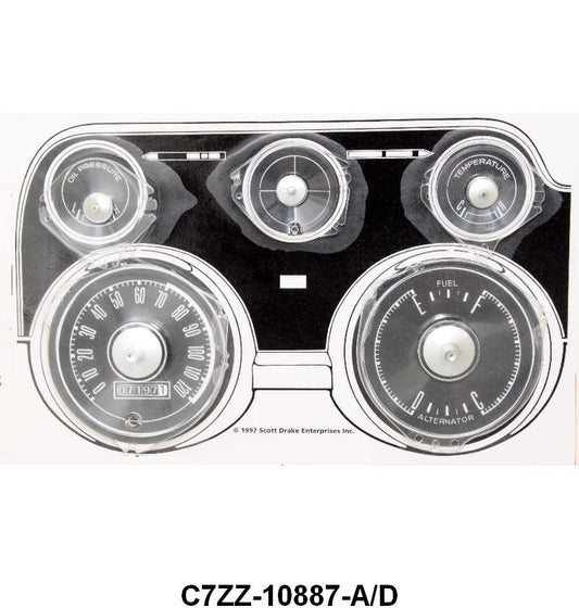 INSTRUMENT BEZEL LENS SET - 67-68 MUSTANG WITH FACTORY TACH